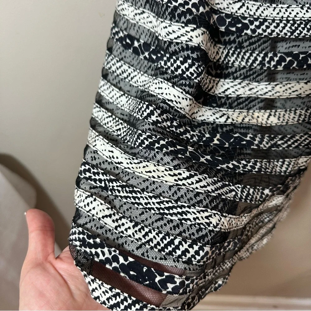 Parker Dress Women's Small Black & White Silk Halter Fit & Flare No Size Tag - Picture 9 of 10